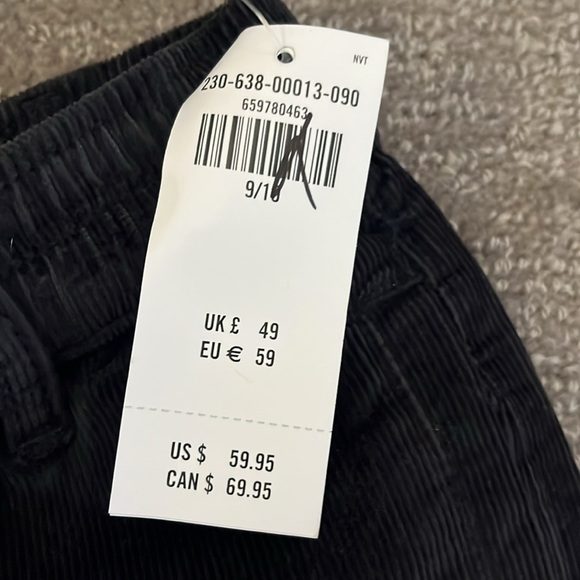 NWT Abercrombie Kids Drawstring Cotton Corduroy Dark Gray Pants Size 9/10 R - Picture 5 of 9